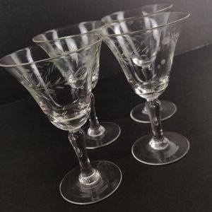 Wheat Etched Vtg Cordial Glasses | Set of 4